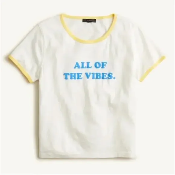 2/$30 J. Crew All Of The Vibes Retro Cotton Tee Shirt BH433 Size M - Picture 3 of 13